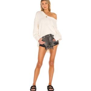 NWT Free People Ivory Brookside Tunic Dropped Shoulder Knit Sweater